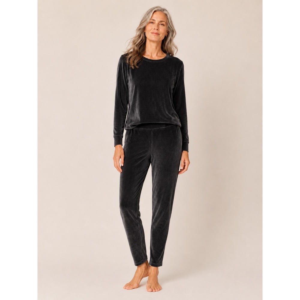 Nanette Lepore Pants Ribbed Velour Ankle Length Slim Fit Velvet Loungewear Large
